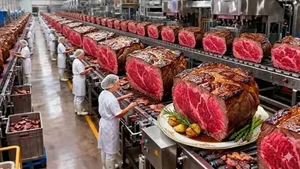 مراحل کامل تولید استیک گوشت گاو از برش اولیه تا بسته بندی