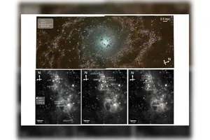 خوشه‌های ستاره‌ای جوان در یک کهکشان مارپیچی نزدیک