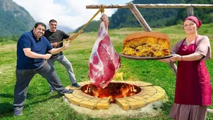 کباب سنتی ران گاو و بره در طبیعت